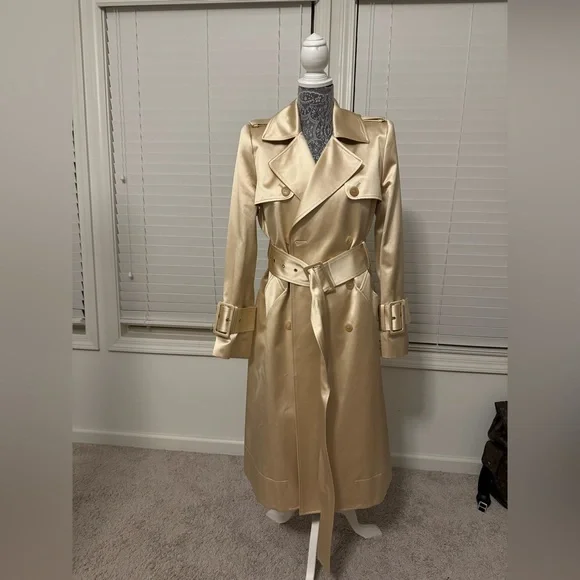 KHAITE Jaden Satin Trench Coat Size 6 NWT - Picture 4 of 11